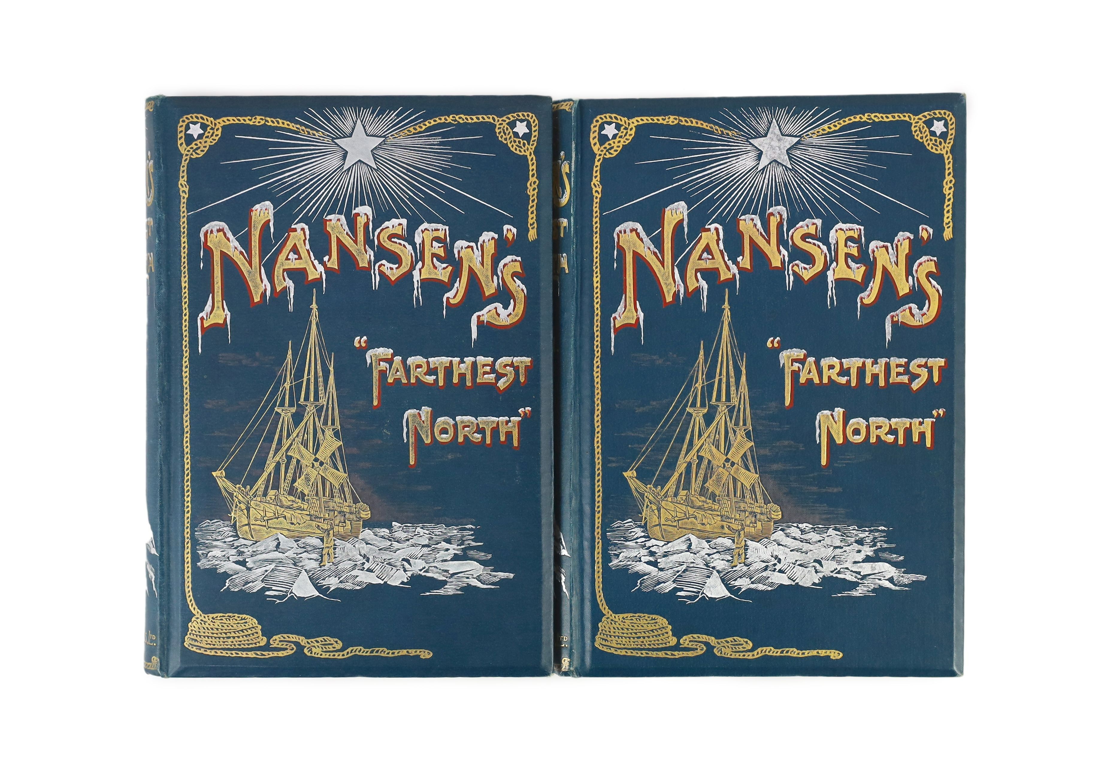 Nansen, Fridtjof - Farthest North, 2 vols, 8vo, original pictorial cloth, with folding map, George Newnes, London, 1898